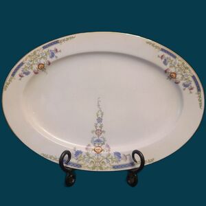 Antique Hutschenreuther Selb HUT6 12" Oval Floral & Swag Serving Platter 1920's